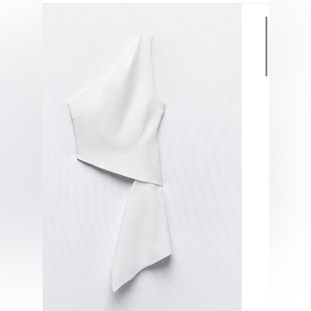 New! Zara small ecru Women's one shoulder asymmetrical top.